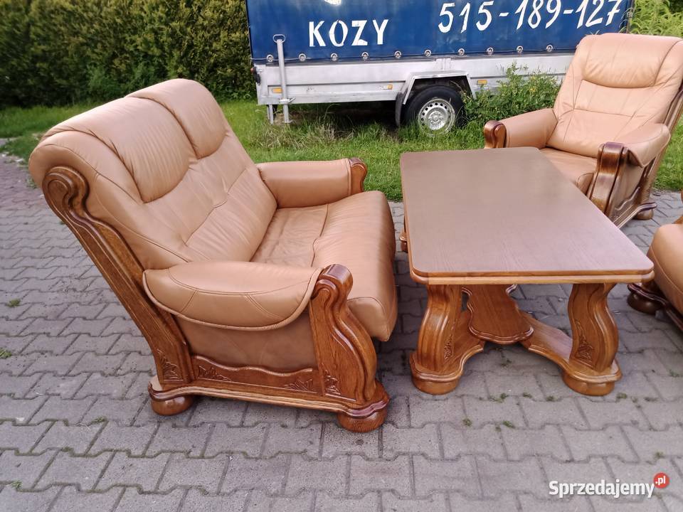 Komplet Wypoczynkowy VEGA 211 i Ława Dąb Skóra Kozy