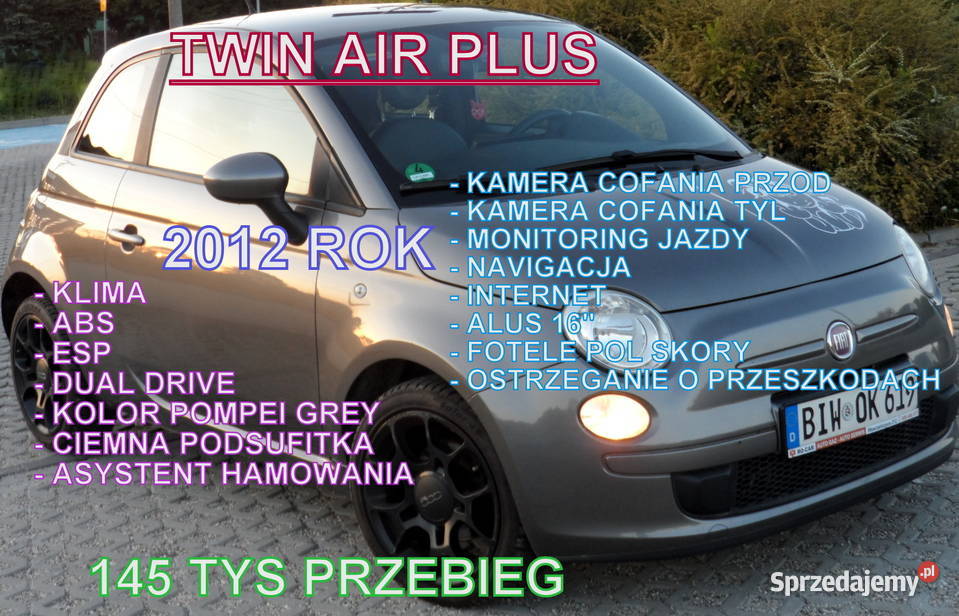 Fiat 500 Kamera tyl i przódPoł SkóryKima sprowadzony małopolskie Bochnia