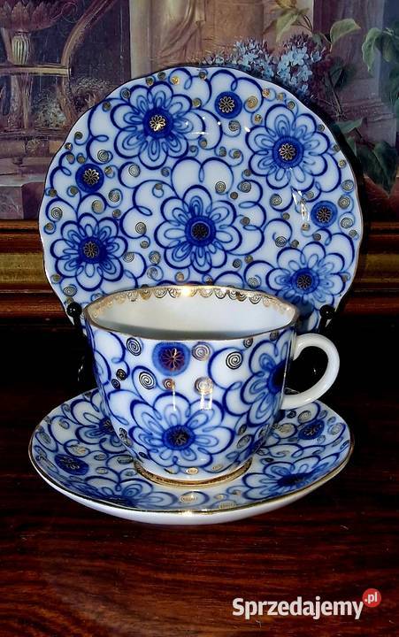 Łomonosow zestaw śniadaniowodeserowy 6ciu osób Porcelana i szkło