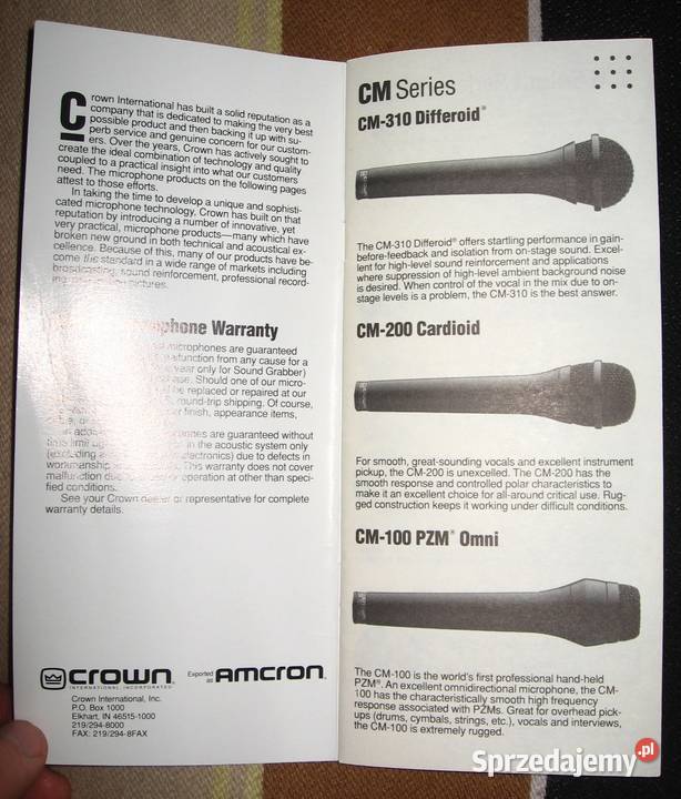Crown amplifiersmicrophones K Series broszury