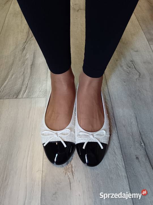 41 Ekskluzywne biało czarne baleriny wieczorowe tkanina Kraków