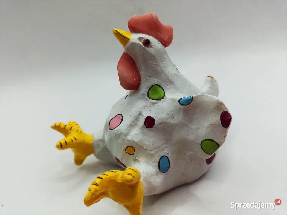 Figurka ptak kurczak gruby w kolorowe kropki Zamość sprzedam