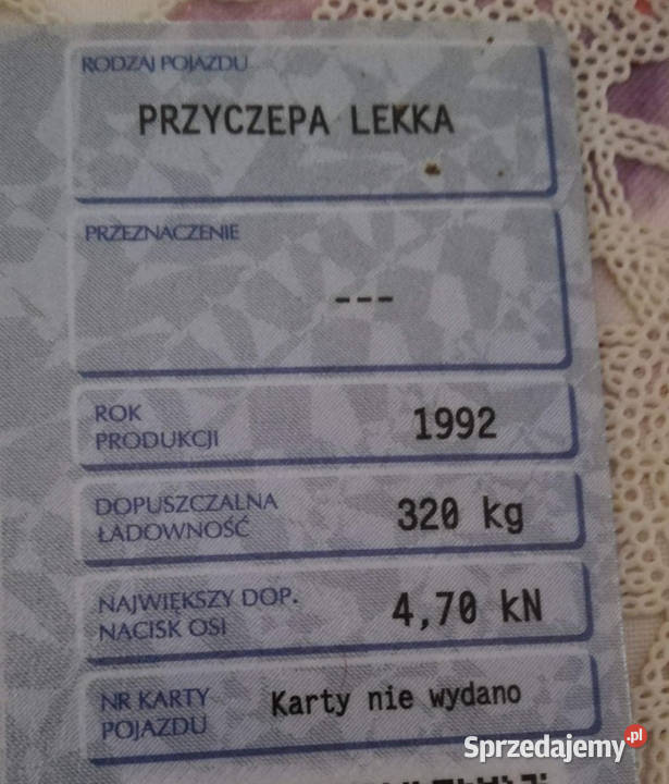 Przyczepa jednoosiowa 260x140x53 Opole