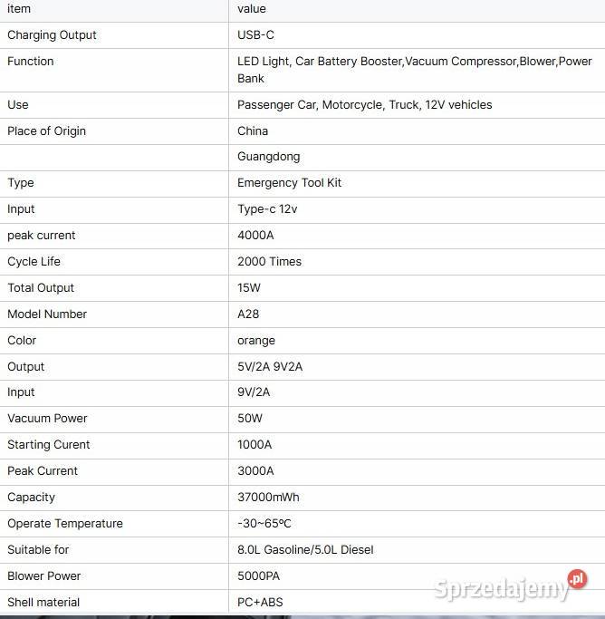Jump Strter Powerbank Kompressor Odkurzacz 7 Białystok