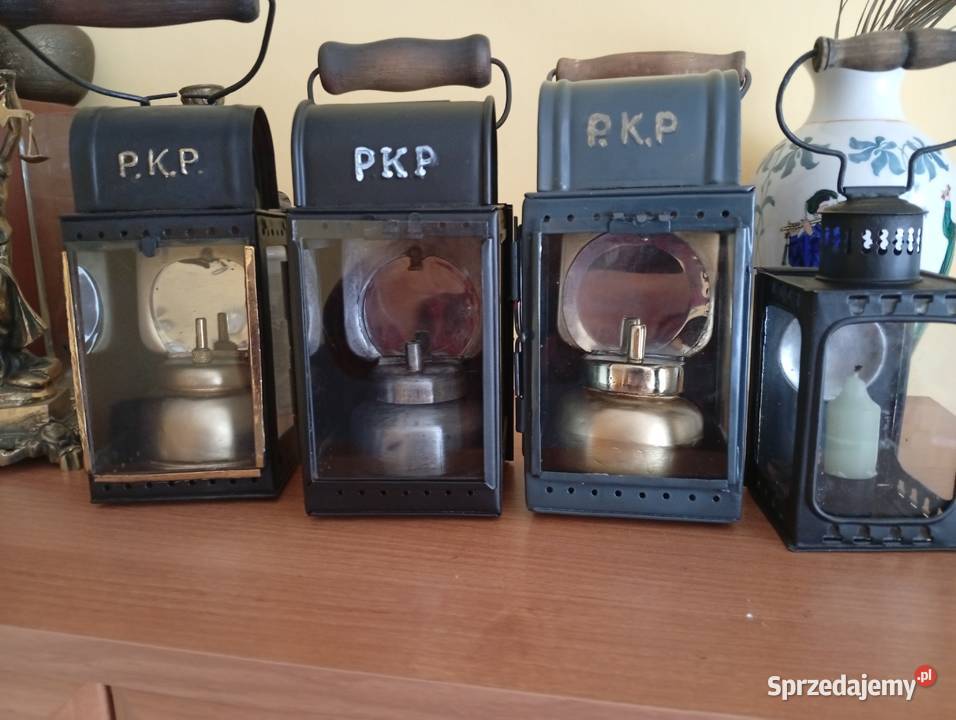 sprzedam 4 lampy kolejowe zabytkowe Antyki Elbląg sprzedam