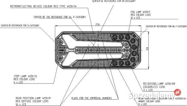 Lampa tylna zespolona LED prostokątna 1224V Kamionna