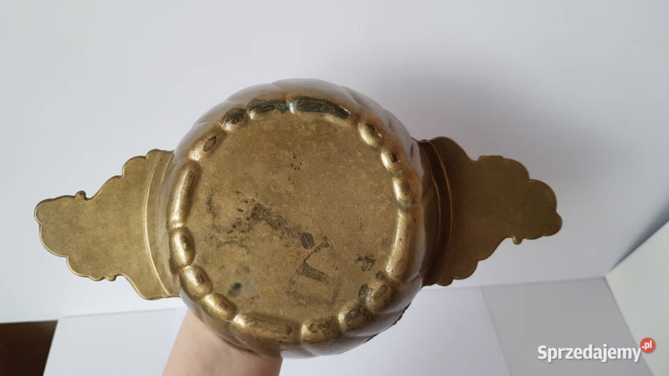 Stara mosiężna miska misa z uszami stare Dąbrowa Górnicza