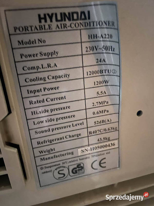 HYUNDAI klimatyzator HHA220 świętokrzyskie Kielce
