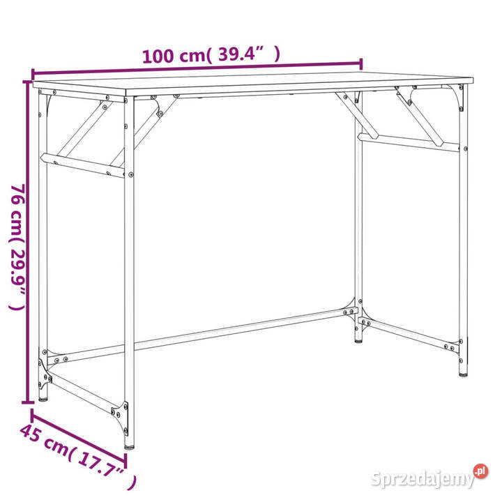 Biurko brązowy dąb 100x45x76 materiał Warszawa