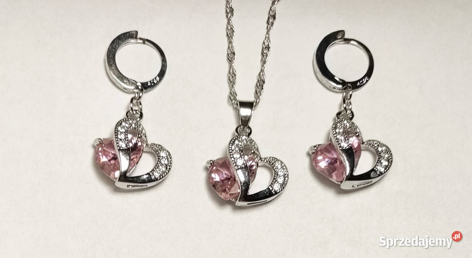 Komplet biżuterii pr925 Różowe Serce Łódź
