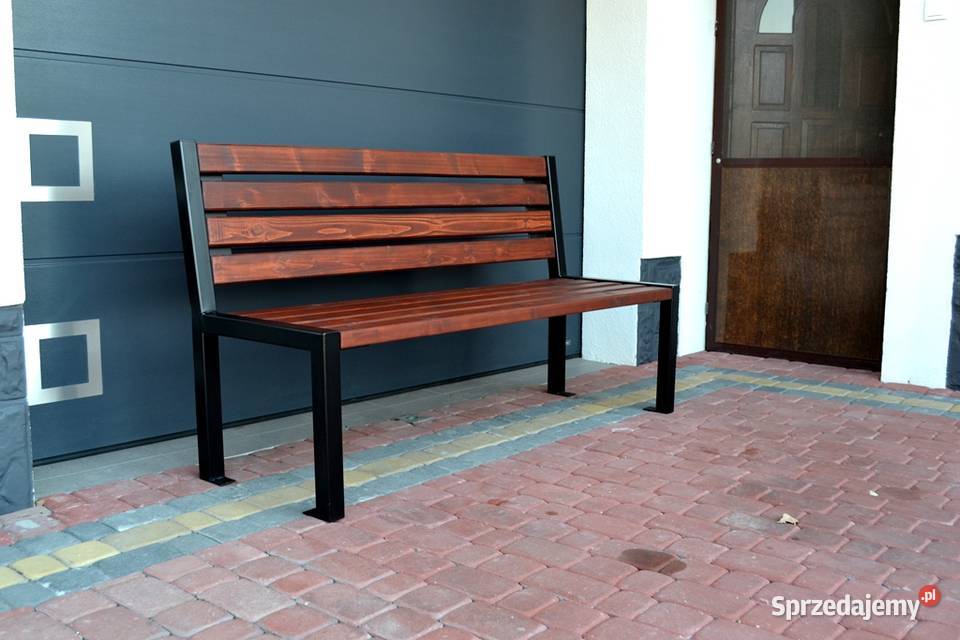 Ławka z oparciem stalowa Parkowa Ogrodowa śląskie Katowice