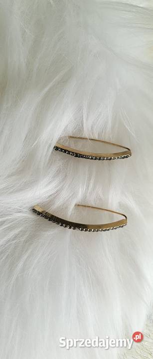 Złote kolczyki z błękitnymi syntetycznymi Bielsko-Biała