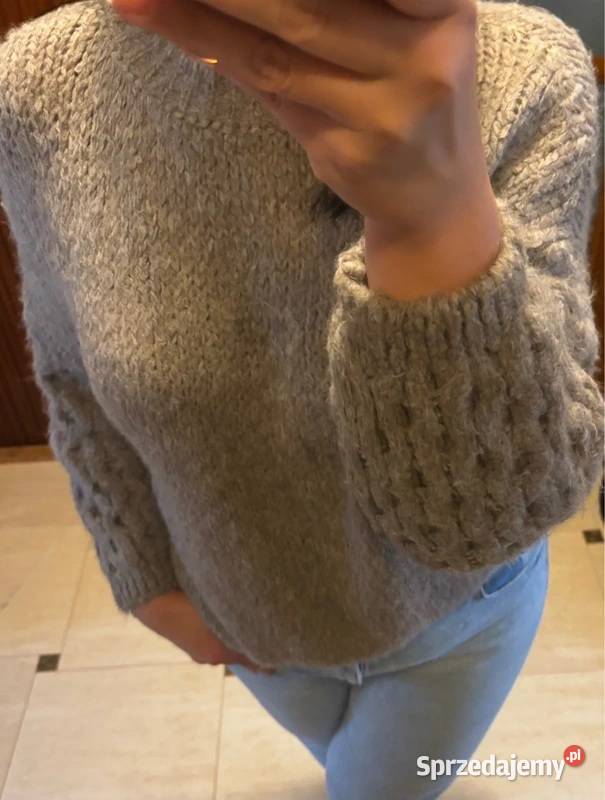 Sweter damski ciepły szary gruby splot oversize zachodniopomorskie sprzedam