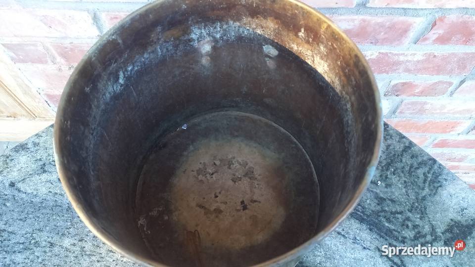 Garnek metalowy stary z żelaznymi uchwytami Antyki Gawroniec