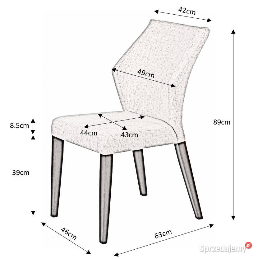 Krzesło materiałowe tapicerowane drewniane
