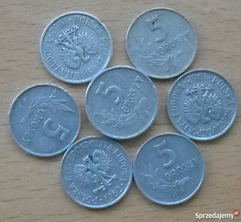 POLSKA5 GROSZY1962 rALbz OSIEM SZTUK Legionowo