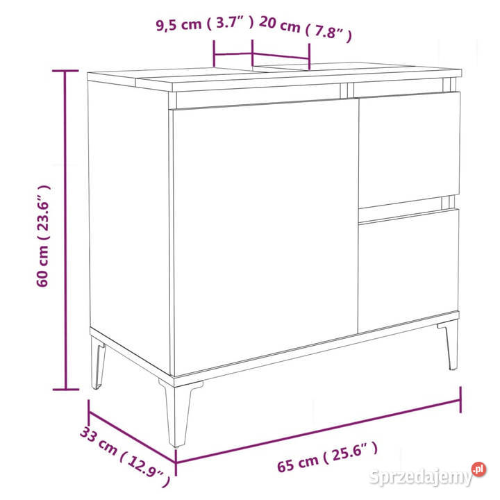 Szafka łazienkowa biała 65x33x60 materiał Pozostałe mazowieckie Warszawa
