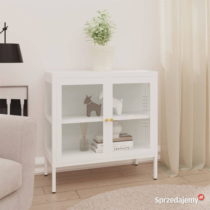 Szafka boczna biała 70x35x70 stal i szkło Warszawa