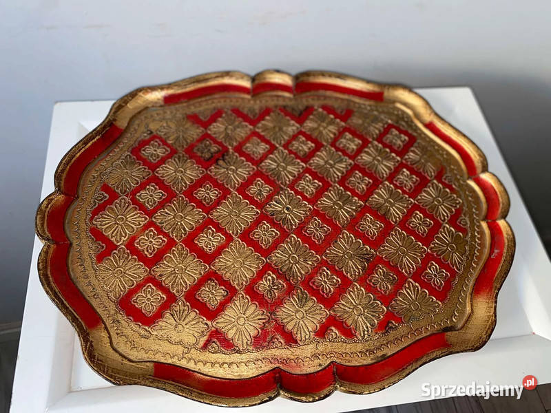 drewniana włoska złota taca tacka zdobiona Kraków