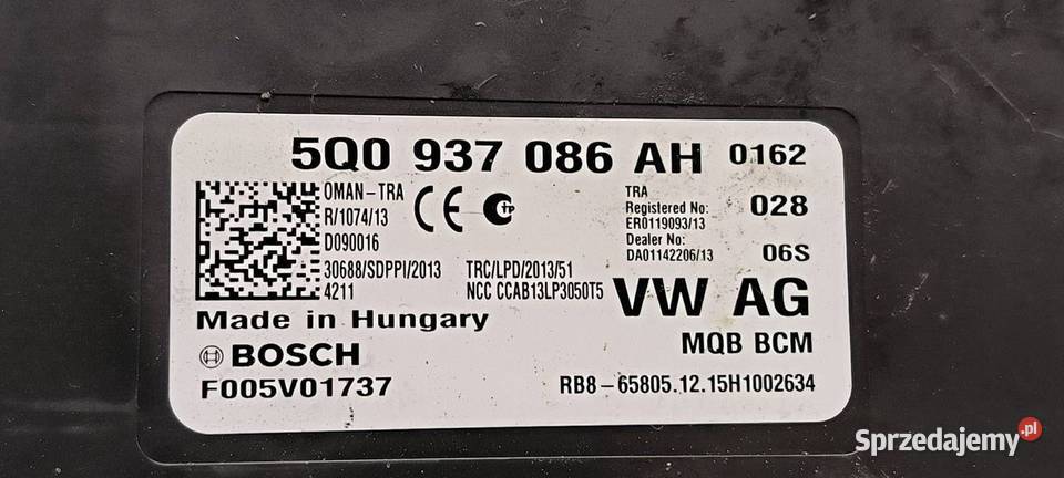 MODUŁ SKODA OCTAVIA III 5Q0937086AH kujawsko-pomorskie Lipno