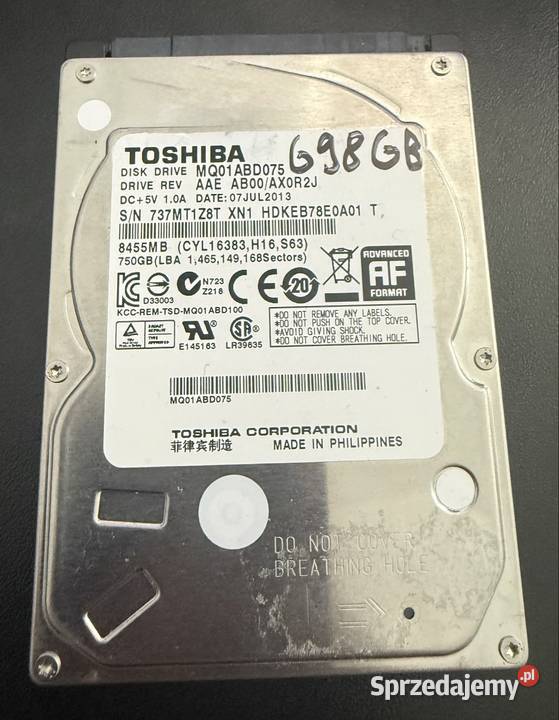 Dysk twardy Toshiba MQ01ABD075 750 GB SATA II 25 Toshiba Brwinów