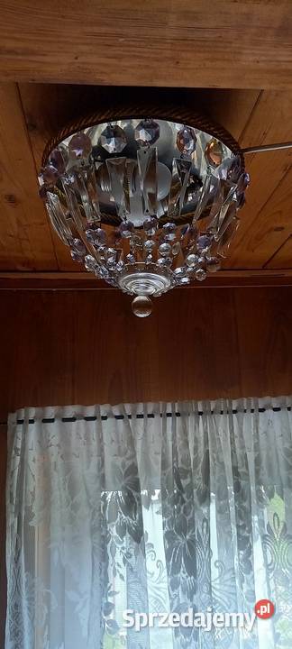 Mały plafon z kryształami mosiężna rama
