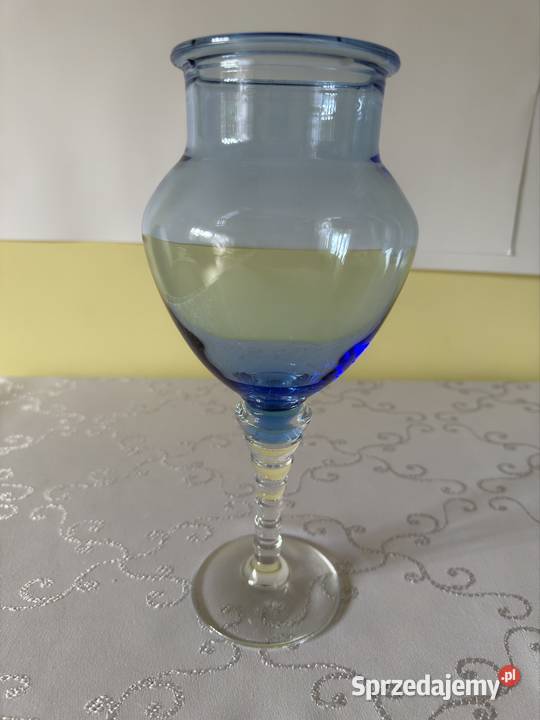 Szklany Wazon Kielich Świecznik na Stopce