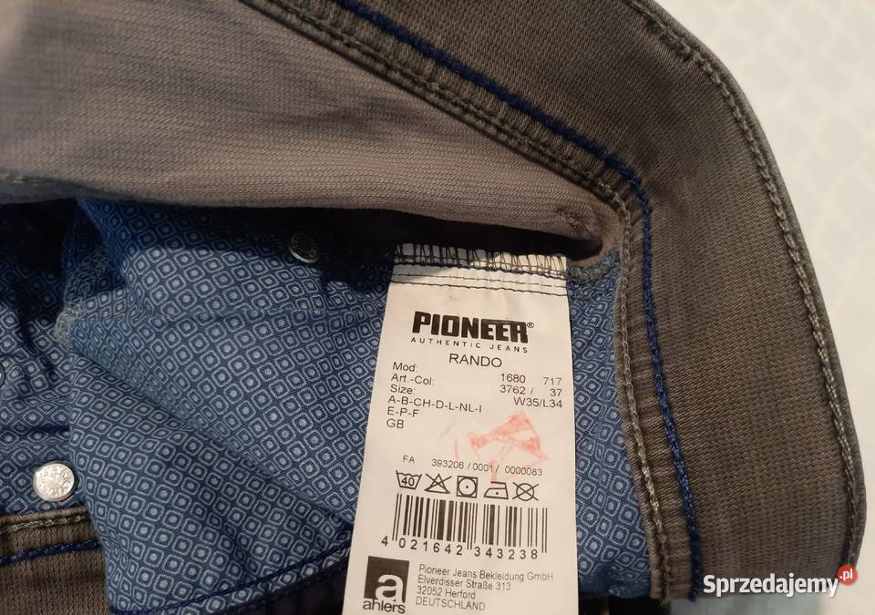 Jeansy męskie Pioneer szare W35L34 3762 37 Czeladź