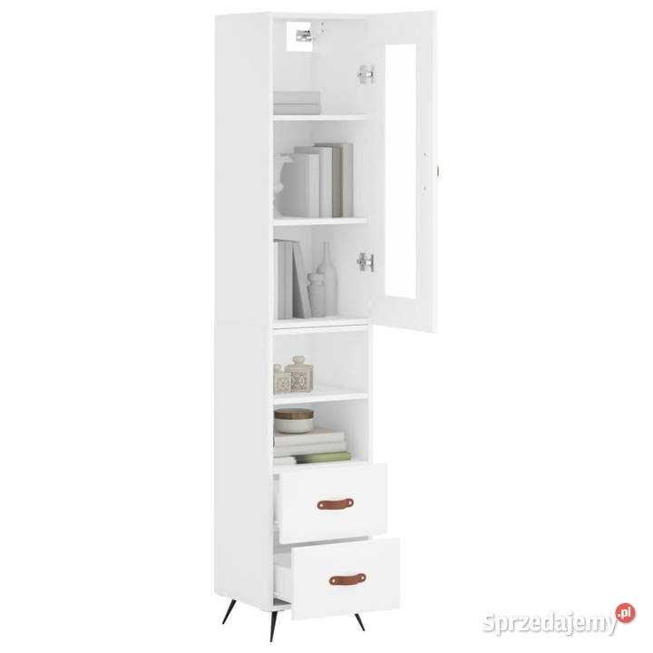 Wysoka szafka biała 345x34x180 materiał Warszawa