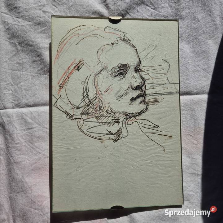 Stara grafika portret rysunek tusz XVIIIXIX w Brzesko