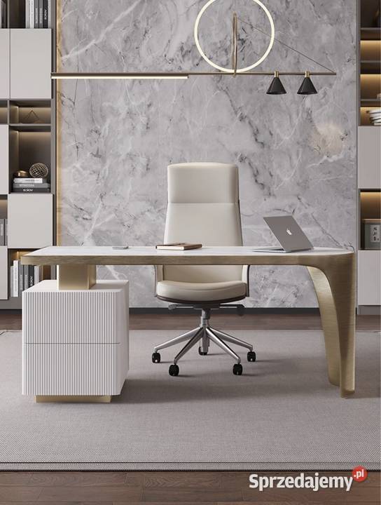 Kremowo złote biurko ze stali nierdzewnej Matrix Golkowice