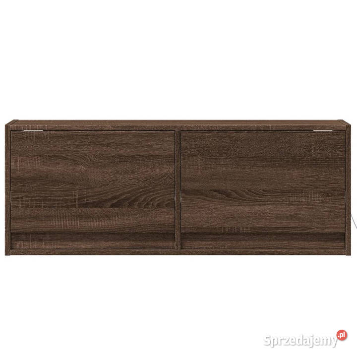 Ścienna szafka TV z LED brązowy dąb 100x31x35