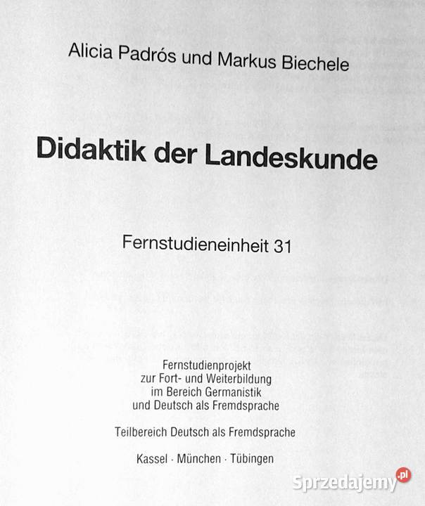 Didaktik der Landeskunde Markus Biechele Alicia sprzedam