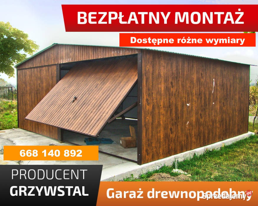 Typowy Garaż Blaszany Złoty Dąb ORZECH Garaże warmińsko-mazurskie Elbląg