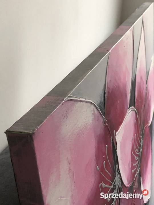 80 x 80 Obraz olejny na płótnie Bordowe kwiaty