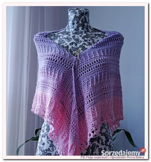 Chusta ombre kolor sakura rękodzieło na szydełku Skarżysko-Kamienna