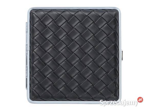 Czarna Metalowa Papierośnica Pokryta Ekoskórą na Ostrowy nad Okszą