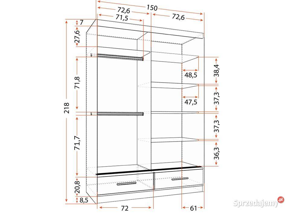 Szafa sypialniana 150 Lustro Szuflady Kolor Strzelce Opolskie