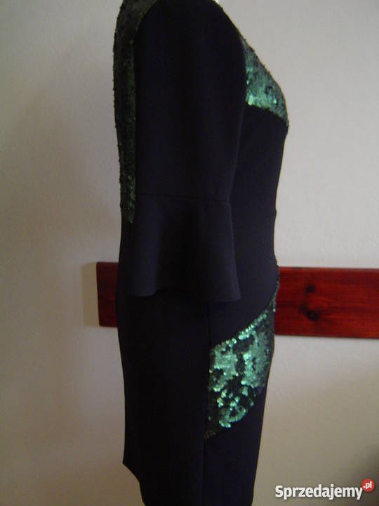 Sukienka z tkaninykrepa wełniana i welur 44 3/4 Starachowice