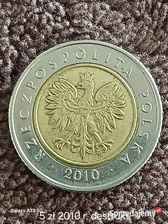 5 Złotych 2010 r wielodestrukt rzadkość Numizmatyka Konin