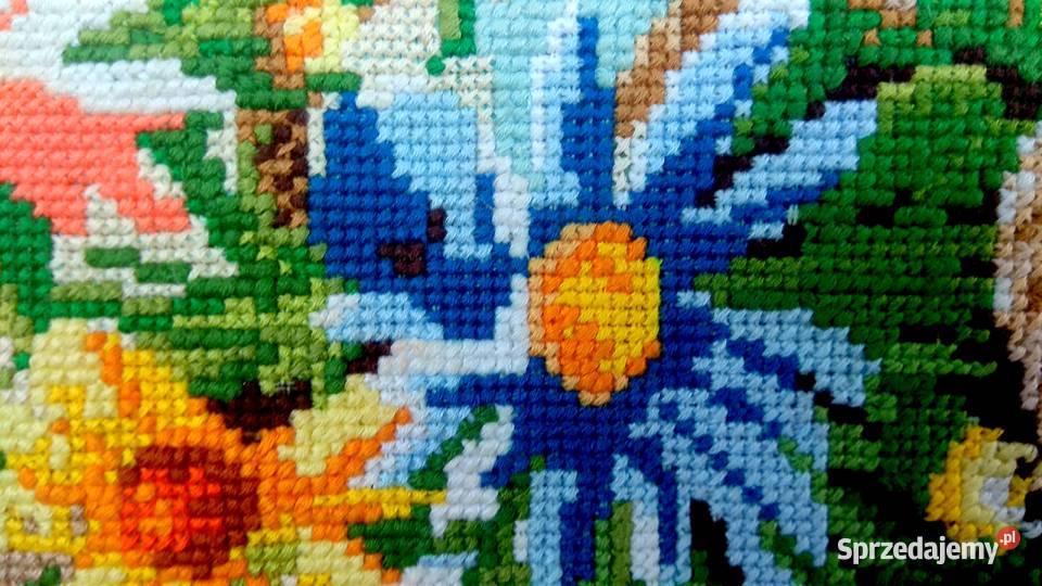 Obraz wykonany ręcznie Kosz z kwiatami Dekoracje i ozdoby Chojna sprzedam