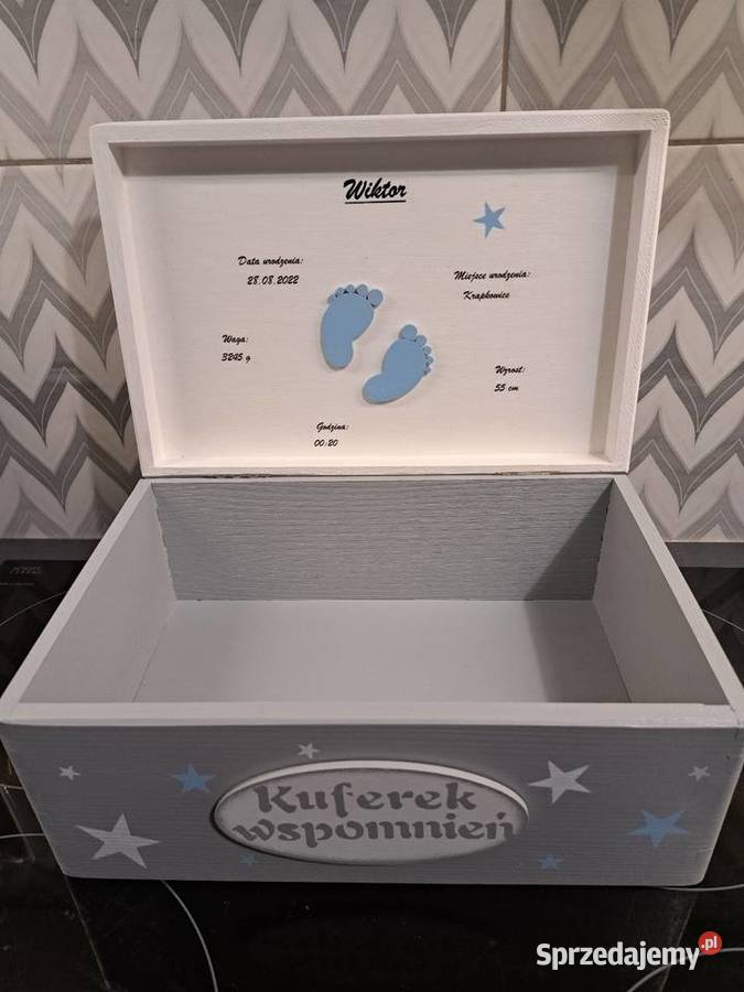 Kuferek wspomnień słonik chłopiec z metryczką Kędzierzyn-Koźle sprzedam