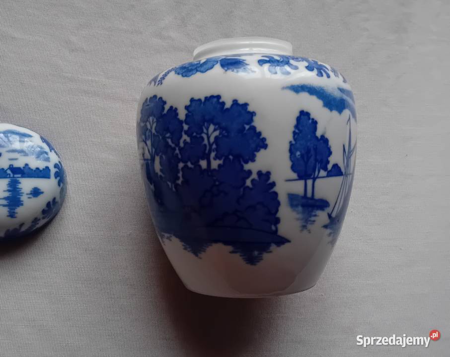 Porcelanowa herbatnica w stylu Delft druga Porcelana i szkło Koźminek