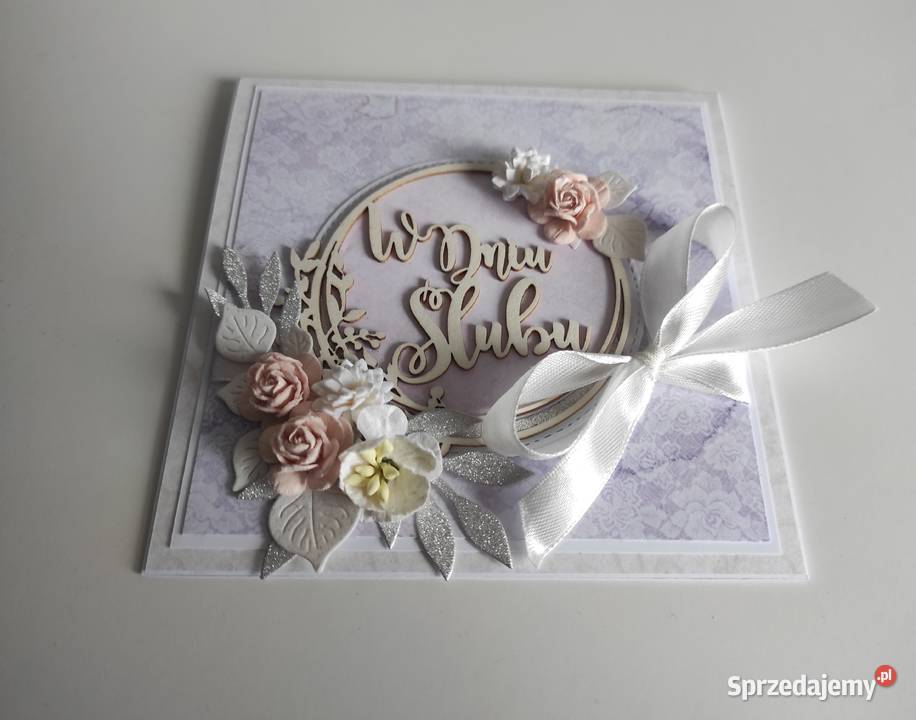 Kartka ręcznie robiona na Ślub w pudełku Rękodzieło Łódź