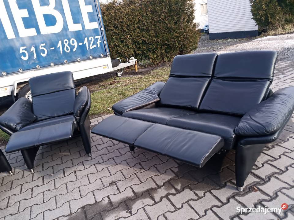 Komplet Rozkładany RELAX 321 i Stolik Skóra Kozy