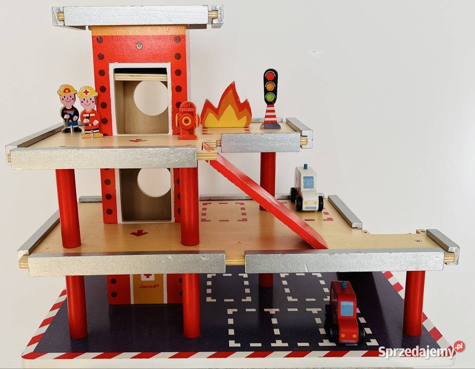 Zabawka drewniana duża Remiza strażacka Janod czerwony Kielce