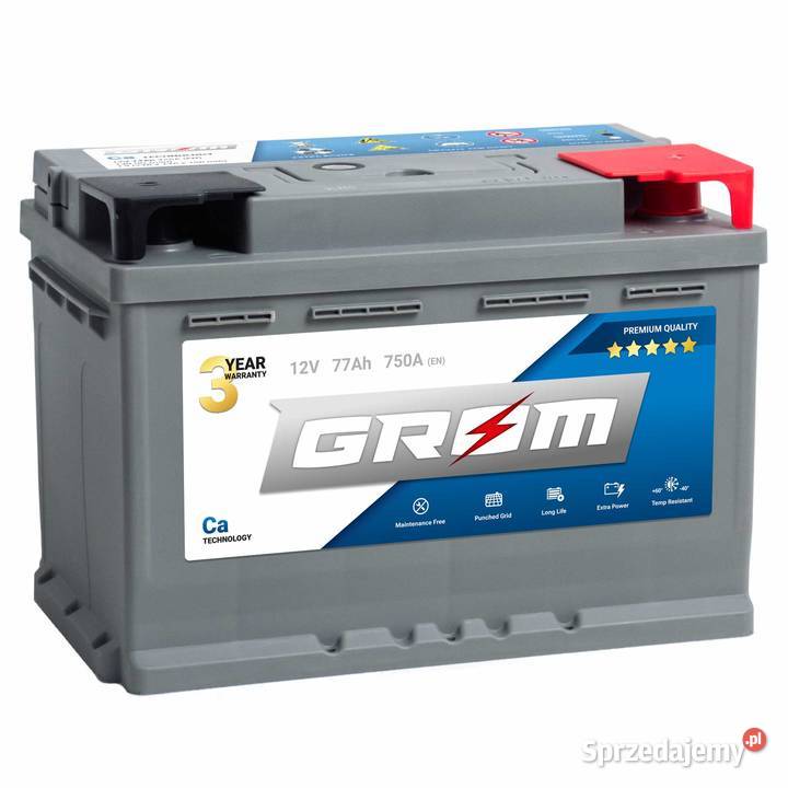 Akumulator GROM Premium 77Ah 750A EN DTR Prawy Łomża