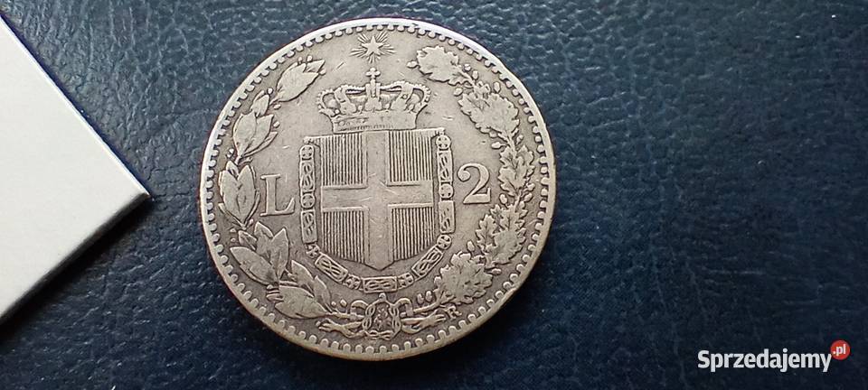 Stare monety 2 lir 1884 Włochy srebro Lesko