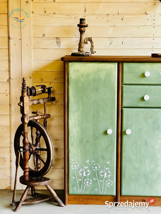 Ręcznie malowana zielona komoda szafka na buty Jelcz-Laskowice