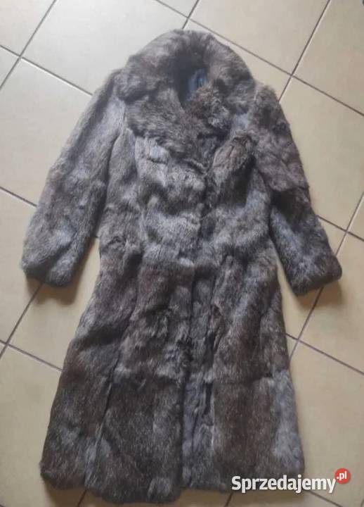 Maxi długie futro z naturalnych królików Rozmiar 34(XS)